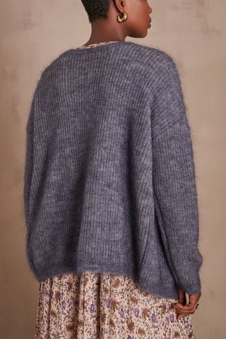 Cárdigan de lana y mohair - Azul