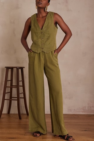 Pantalón wide leg - Verde oliva