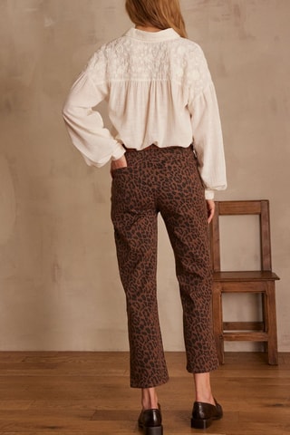 Pantalón recto 7/8 - Marrón