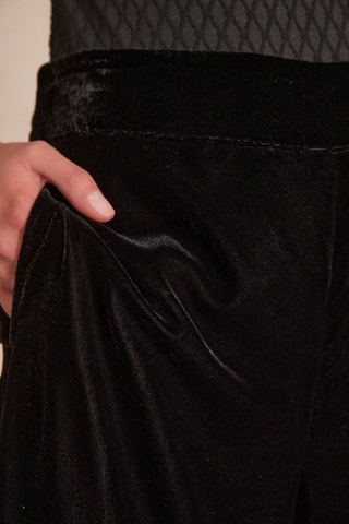 Pantalón ancho de terciopelo de tiro alto - Negro