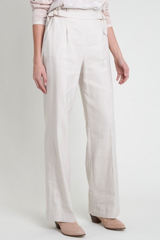 Pantalón de lino de tiro alto - Crudo