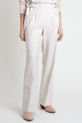 Pantalón de lino de tiro alto - Crudo