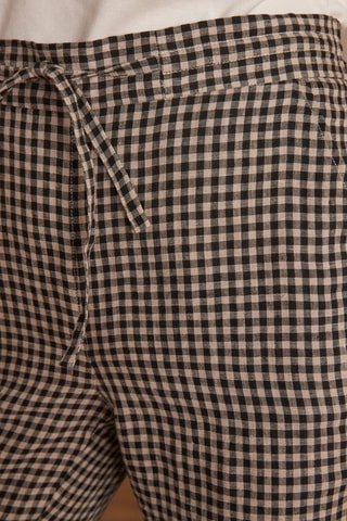 Pantalón pitillo de lino de tiro alto - Negro