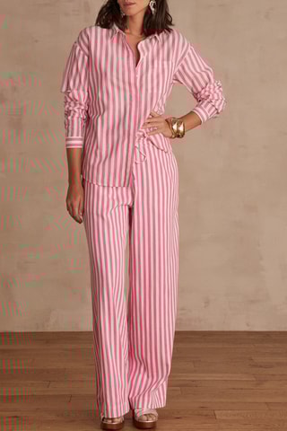 Pantalón ancho - Rosa y blanco