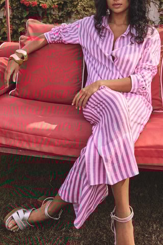 Pantalón ancho - Rosa y blanco