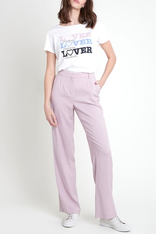 Pantalon droit taille haute Mauve