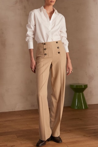 Pantalón ancho - Beige