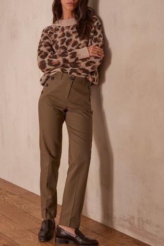 Pantalón pitillo de tiro alto - Caqui