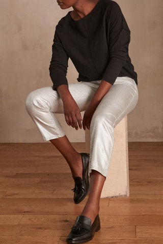 Pantalón recto 7/8 - Plateado