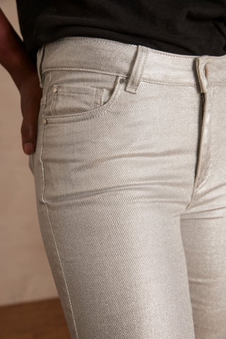 Pantalón recto 7/8 - Plateado