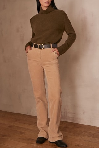 Pantalón flare de terciopelo - Beige