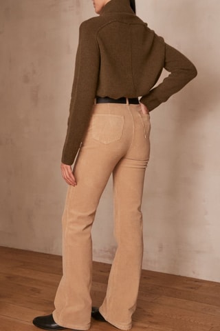 Pantalón flare de terciopelo - Beige