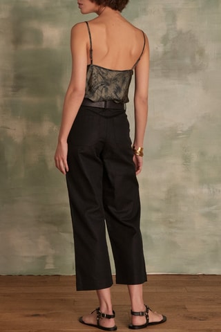 Pantalón ancho de lino - Negro