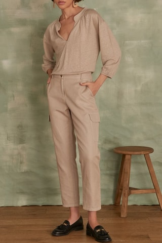 Pantalón de lino - Caqui