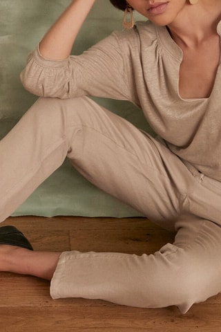 Pantalón de lino - Caqui