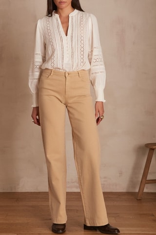 Pantalón ancho - Beige