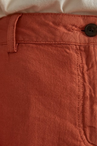 Pantalon droit en lin taille haute - Orange