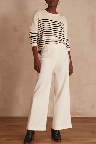 Pantalon droit taille haute - Ecru