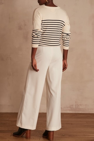 Pantalon droit taille haute - Ecru