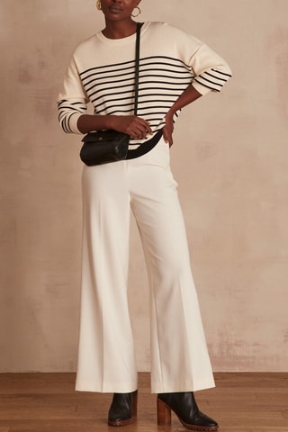 Pantalon droit taille haute - Ecru