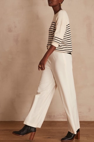 Pantalon droit taille haute - Ecru