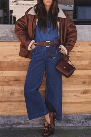 Pantalón ancho de pana - Azul rey