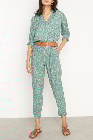 Pantalón carrot 7/8 de tiro alto - Verde esmeralda