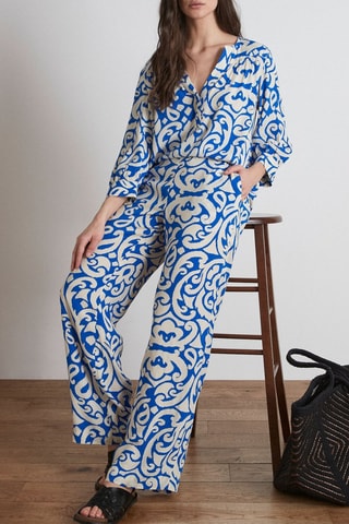 Pantalón ancho - Azul y blanco