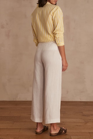 Pantalón 7/8 de lino de tiro alto - Blanco