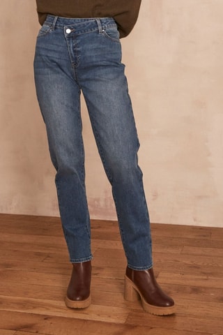 Jean boyfriend taille haute - Bleu