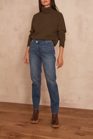 Jean boyfriend taille haute - Bleu