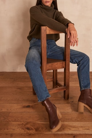 Jean boyfriend taille haute - Bleu