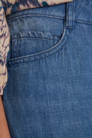 Vaquero recto de lino - Azul cobalto