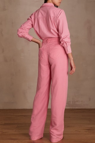 Vaquero recto de lino - Rosa