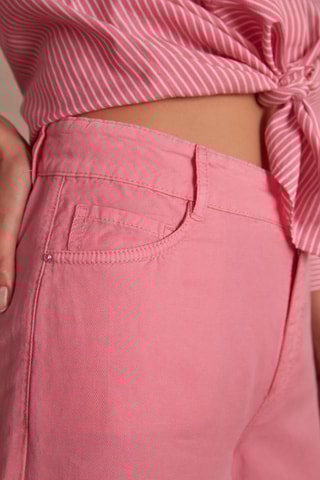 Vaquero recto de lino - Rosa