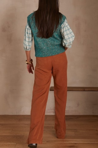 Vaquero recto de lino - Marrón