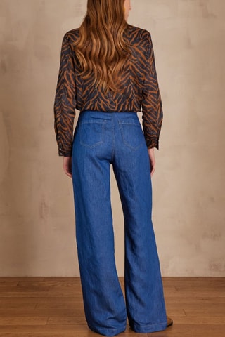 Vaquero de lino de tiro alto - Índigo