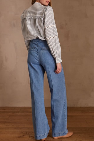 Vaquero ancho tiro alto - Celeste