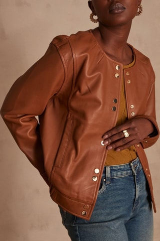 Chaqueta de piel de cordero - Camel