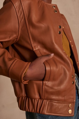 Chaqueta de piel de cordero - Camel