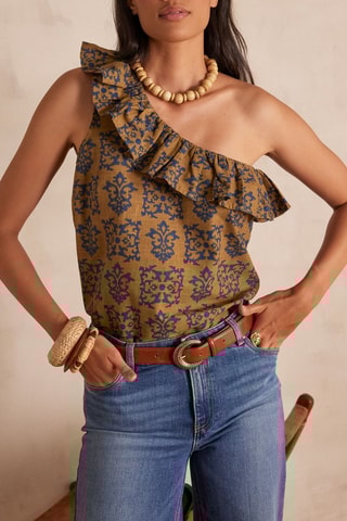 Top assimétrico - Verde-azeitona