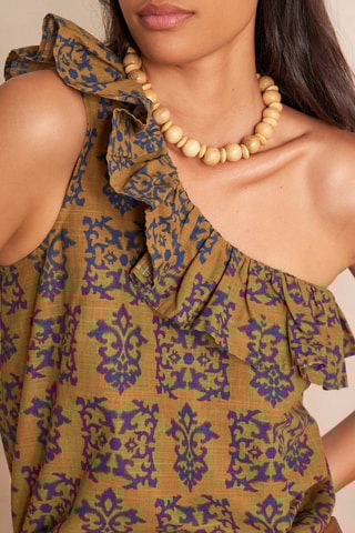 Top assimétrico - Verde-azeitona