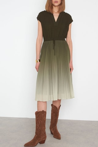 Vestido midi dip-dye - Caqui