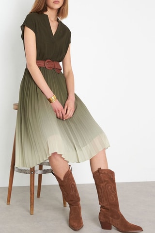 Vestido midi dip-dye - Caqui