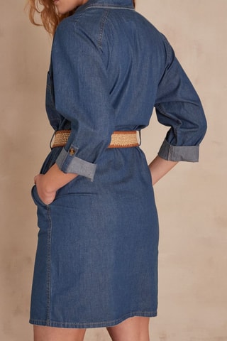 Vestido-camisa de ganga - Azul-cobalto