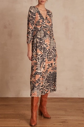 Vestido evasé - Crudo y negro