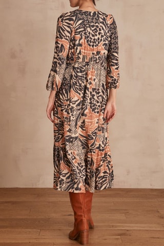 Vestido evasé - Crudo y negro