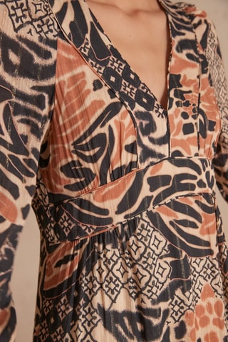 Vestido evasé - Crudo y negro