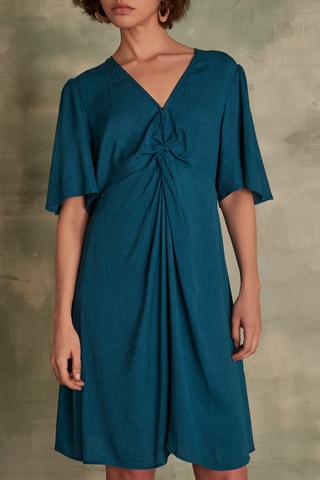 Vestido direito - Azul-petróleo