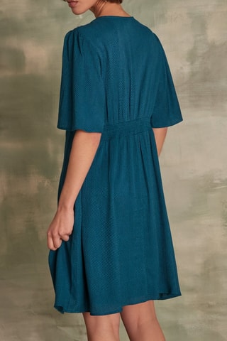 Vestido direito - Azul-petróleo